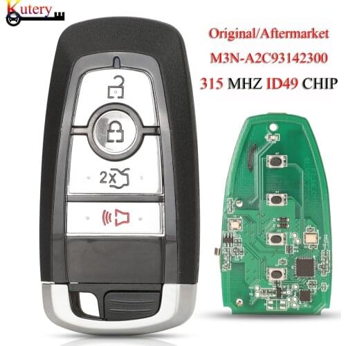 Kutery Original/Aftermarket Remote Smart Car Key For Ford Fusion Mondeo F150 F250 F350 4Buttons ID49Chip 315MHz M3N-A2C93142300