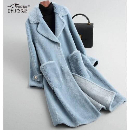 Real Fur Coat Female 100% Wool Coats Winter Jacket Women Clothes 2021 Korean Vintage Lamb Fur Long Jackets Abrigo Mujer MY3170