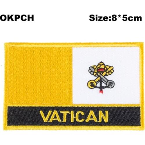 Vatican Square Shape Flag Iron on patches Orzen embroidery patch custom Stickers PT0058-R