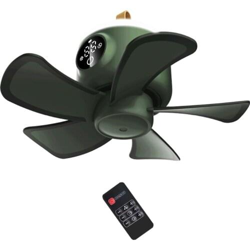 8000mAh Ceiling Fan USB Rechargeable Remote Control Timing Camping Tent Fan 4 Gears Wind speed with LED Lamp for Home Outdoor