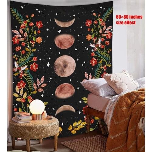 Psychedelic Moon Starry Tapestry Flower Wall Hanging Decor Room Sky Carpet Dorm Tapestries Art Home Decoration Accessories