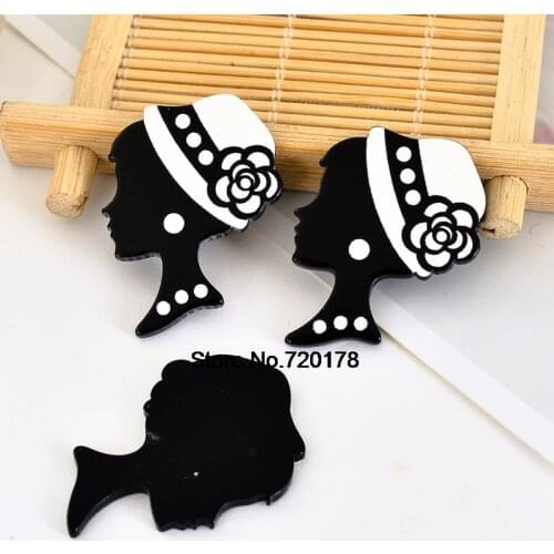 Resin flatback cartoon lady Resin planar resin cabochon for DIY handmade materials 50pcs 35*27mm RET893