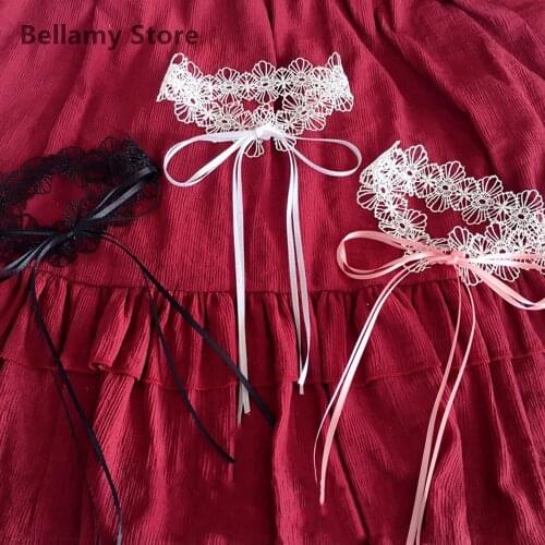 Hand made Simple girl lace bow ribbon clavicle chain