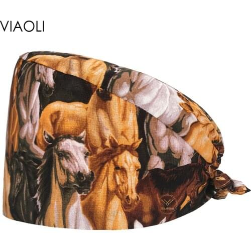 Unisex 100% cotton Tieback Multicolor Beautician scrub Pet clinic Dentist nurse hat medical lab Surgical cap clinical doctor hat