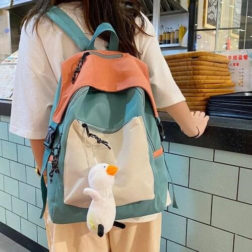 2021 Schoolbag Female Junior High School Students Hit Color Large Capacity Japanese College Student Backpack Female Fashion