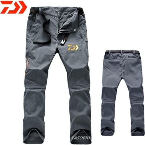 Daiwa Outdoor Summer Windproof Fishing Pants Mens Trousers Detachable Two-Section Quick-Drying Loose Hiking Cycling Pants