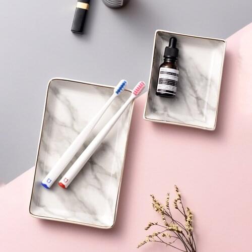 Scandinavian Storage Tray Marbled Ceramic Dresstable Ring Necklace Jewelry Plate Organizer Small Sundries Finishing Trays