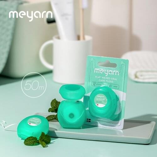 MEYARN 50 Meter Dental Floss Flat Design Micro-Wax Oral Care Floss Portable Retractor For Mint Flossing Roll 50 Meters Long
