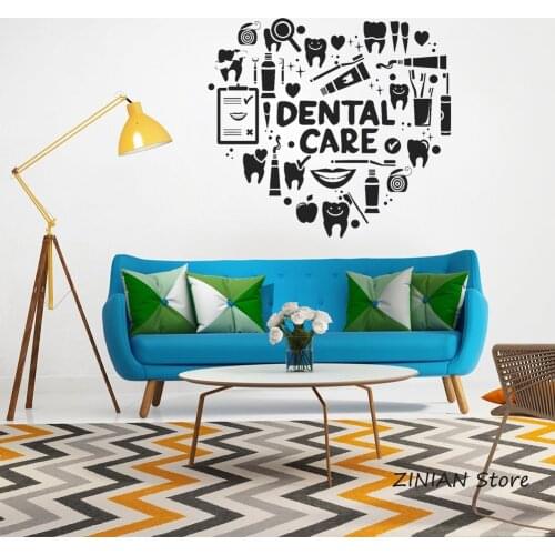 Dental Care Wall Art Stickers Child Room Bathroom Decoration Dentist Vinyl Sticker Removable Wall Decal Tattoo Teeth Decals Z034