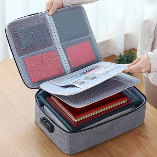 With Lock Passport Briefcase Certificate File Organizer Case For Home Travel Large Capacity Document Tickets Storage Bag