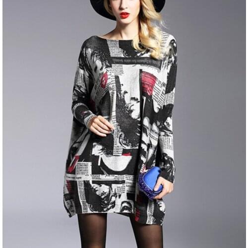 Loose Plus Size Letter Printed Knitted Sweater 2021 Autumn New Women Sweater Top Trend Street Fashion Women Top X122