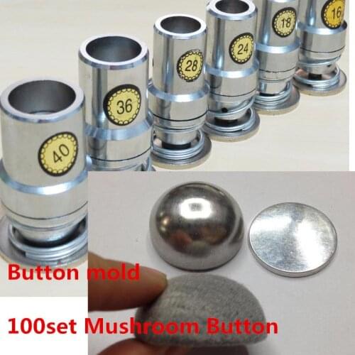 Fabric Covered Mushroom Button Component with Press Machine Dies Mold Tools+100 set Mushroom Fabric Button 16L-60L