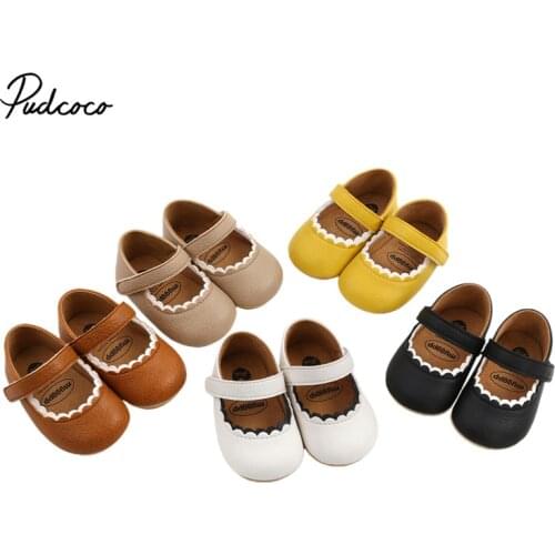 Newborn Princess Baby Girls Shoes, Toddler Prewalker with Hook Loop Hard Outsole (White, Brown, Black, Papayawhip, Lemon Yellow)