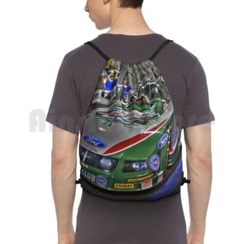 John Force Funny Car Backpack Drawstring Bag Riding Climbing Gym Bag Drag Racing Drags Car John Force Racing Us Nationals
