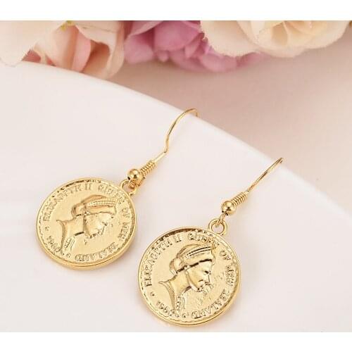 Gold jewelry GEORGIVS VI UK half penny Old Coins Great Brittain Vintage Coins earrings pendant for women girls gift men