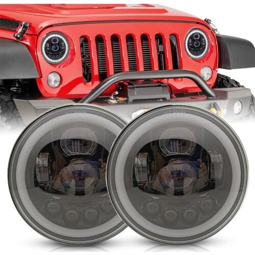 1 or 2pcs Running Lights 55W Car Led H4 7inch Car Accessories Angel Eyes H4 Led Headlight For Lada Niva 4X4 Uaz Hunter Hummer H2