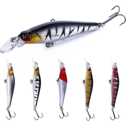 1PCS Fishing Lure Minnow Hard Bait with 2 Fishing Hooks Fishing Tackle 3D Eyes artificial bait lake Fishing