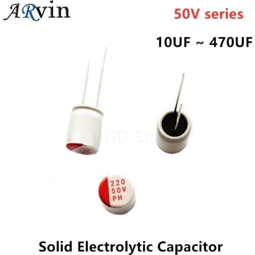10Pcs DIP Solid Electrolytic Capacitor 50V 4.7UF 10UF 22UF 33UF 47UF 68UF 100UF 220UF 330UF 470UF