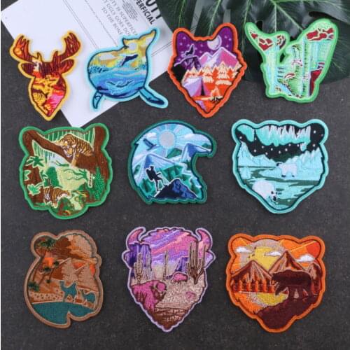 10 pcs Full Embroidered Patches Animal Badge Iron On Sew On Applique Fabric Clothing Hat Bag Shoe Decor Repair Diy Accessory