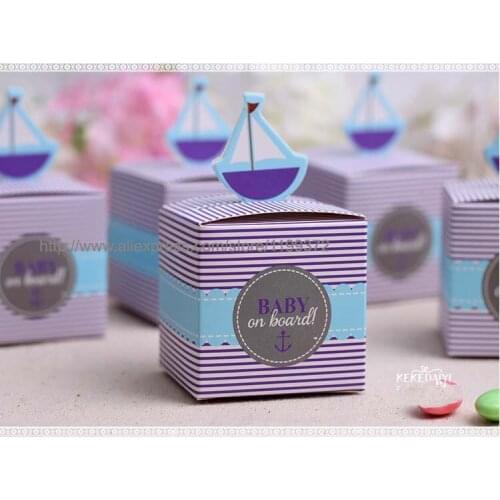 2000pcs Baby on Board Sail Pattern Baby Shower Candy Gift Box Birthday Party Favors Gift Pop-Up Sailboat Candy