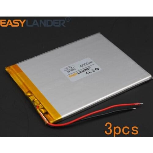 3pcs 3.7V 4000mAh Polymer Li-ion Battery For Bluetooth Notebook Tablet PC PDA E-Book Power Bank Portable DVD GPS 397899