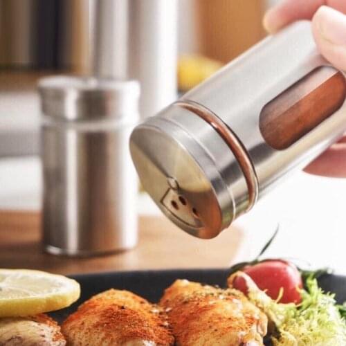 4 Pcs Stainless Steel Spice Jar Seasoning Can with Rotating Cover Storage Bottle Toothpick Storage Bottle Kitchen Tool
