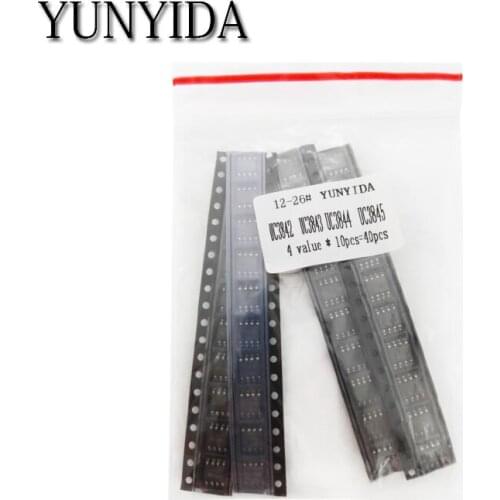 40pcs = 4 kinds * 10pcs UC3842 UC3843 UC3844 UC3845 sop Each 10pcs kit (12-26)