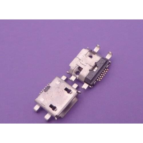 5pcs/lot 7Pin long pins with Edge Crul Charging port Socket Female Mini Micro USB Jack Connector ,4 feet for Mobile Phone