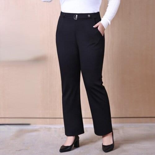 2XL To 7XL Plus Size Women Trousers Loose High Waist Flared Pants Spring Autumn Thin Elastic Black Casual Pants for Ladies T5179