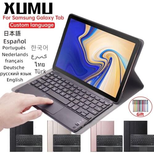 Xumu Magnetic Trackpad Keyboard Protection Case For Samsung Tab A 10.1 2019 S6 S5e 10.5 T590 T595 PU Leather Detachable Cover