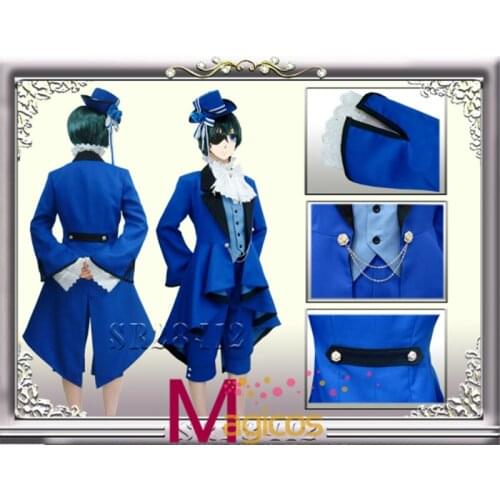 Black Butler Ciel Phantomhive Blue Uniform Cosplay Birthday Party Costume Dress Full Set Custom Made