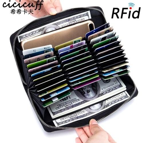 Unisex Card Holder Wallet Split Leather Men Business Cards Wallets Big Capacity Womens Credit CardHolders RFID Phone Purses