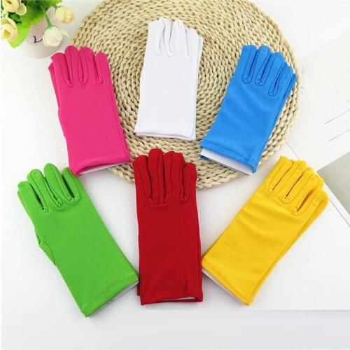Kid Girls Gloves Short Boy Dance Elastic Performance Gloves Birthday Party Princess Gloves