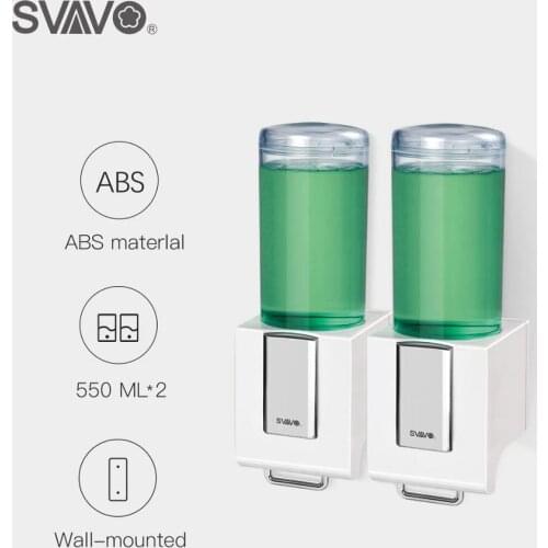 Free Shipping 500ml*2 ABS Plastic Double Soap Dispenser Bathroom Shower Shampoo Soap Dispenser Kitchen Manual Soap Dispenser