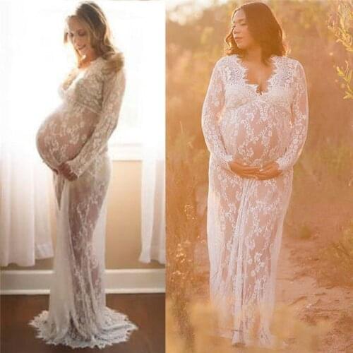 Long Maternity Photography Props Pregnancy Dress Photography Maternity Dresses For Photo Shoot Pregnant Dress Lace Maxi Gown