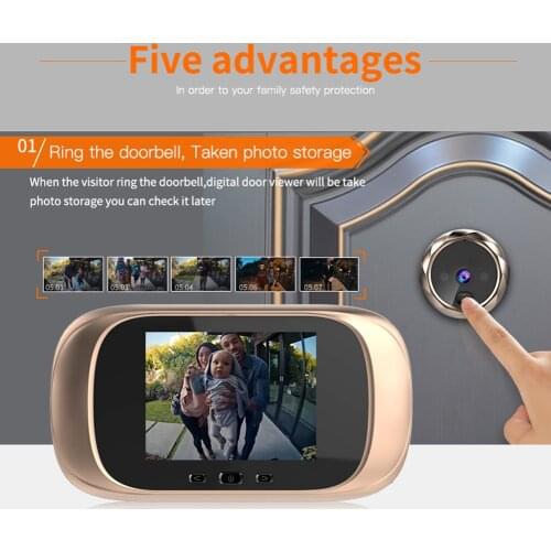 2.8 inch LCD Color Screen Digital Doorbell 90 Degree Door Eye Doorbell Electronic Peephole Door Camera Viewer Outdoor Door Bell
