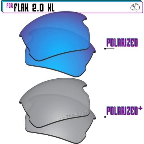EZReplace Polarized Replacement Lenses for - Oakley Flak 2.0 XL Sunglasses - Silver P Plus-Blue P