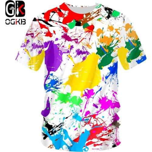 OGKB Round Neck T-shirt Men And Women Hip-hop Fitness 3D Tie-dye Printing T-shirt Sweatshirt Personality Colorful Oversize 7XL