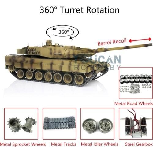Heng Long 1/16 TK7.0 Leopard2A6 RC Tank 3889 Metal Wheels Barrel Recoil IR Airsoft Smoke Effect TH17661-SMT4