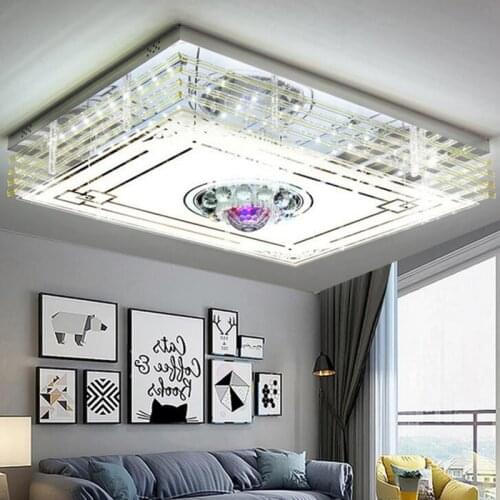 Crystal lamp living room lamp rectangular hall ceiling lamp led lighting MP3 wireless Bluetooth colorful music bedroom lamp led