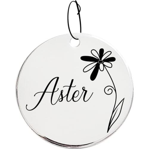 004 Dog Cat Id Tags Engraving Birth Flower For Design Pet Show Collar Necklace Accessories Chain Custom Pendant Charm Supplies