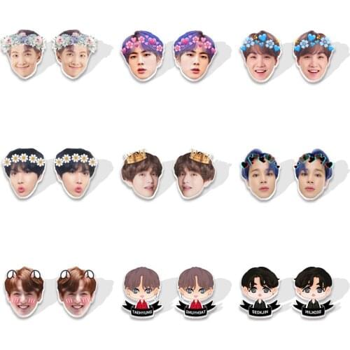In SUGA J-hope RM Jimin V Jung Kook Stud Earrings For Girls Gift Jewelry Accessories