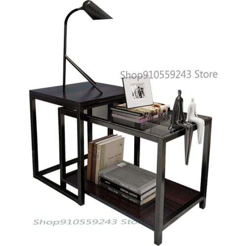 Customized Sofa Side Cabinet Living Room Small Coffee Table Square Table Nordic Side Cabinet Bedroom Table Tempered Glass Corner