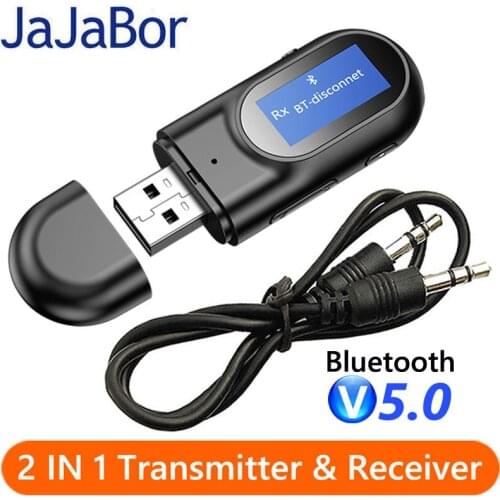 JaJaBor Bluetooth 5.0 Car Kit Handsfree USB Audio Receiver Transmitter Adapter with LED Screen AUX Music Stereo Wireless Adapter