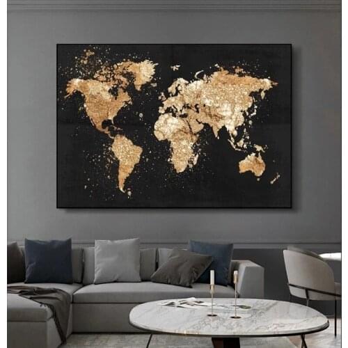 Big Size World Map Retro Posters and Prints Canvas Painting Modern Wall Art Picture for Living Room Study Home Decor Cuadros