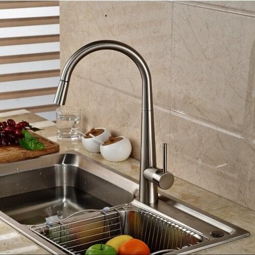 Kitchen Vidric Faucet Pull out basin faucet Brushed Nickel a Sink mixer tap swivel 360 rotate Hot Cold Brass Faucet