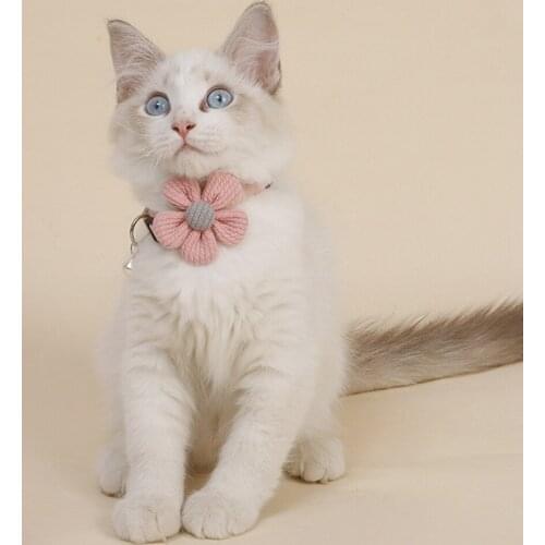 Legendog Flower Cat Collar Cute Adjustable Small Dog Collar Kitten Collar with Bell Cat Scarf Neckerchief Puppy Bib Necklace
