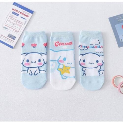 Summer Womens All Cotton Socks Lovely Cartoon Pattern Ankle Socks Lolita Cute Anime Puppy AB-Style Japanese Fashion Hosiery