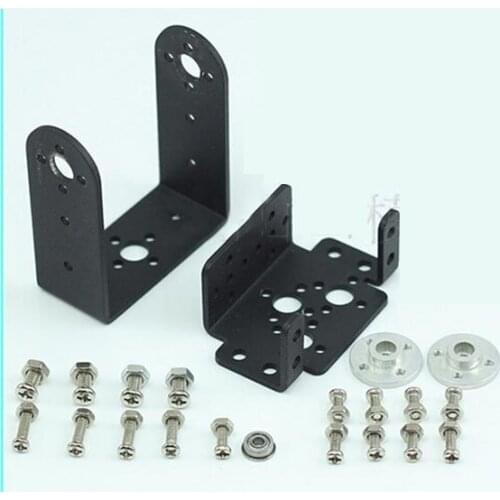 2 DOF Slope Pan and Tilt kit=1pcs Multifunction Bracket+1pcs Long U frame+2pcs Steering Disc+Screws+Cup Bearing