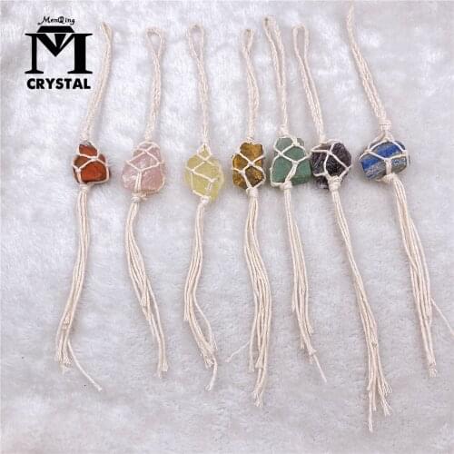 Natural Crystal Stone Car Hanging Citrine Amethyst Wall Home Hanging Decor Spiritual FengShui Protection Meditation Ornament